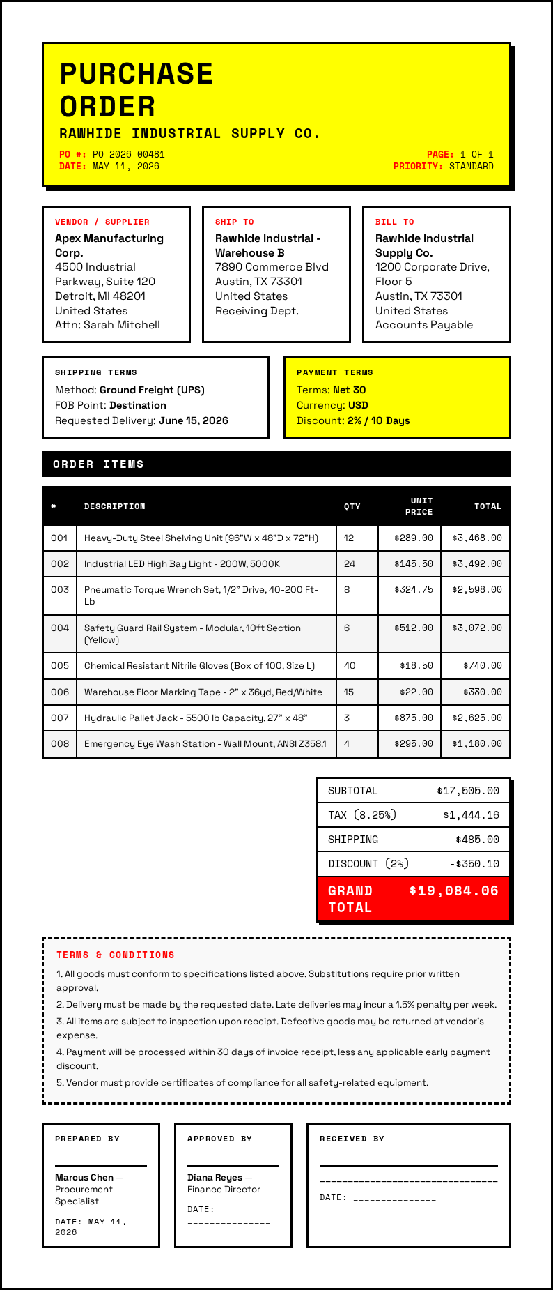 Neo brutalist Purchase Order